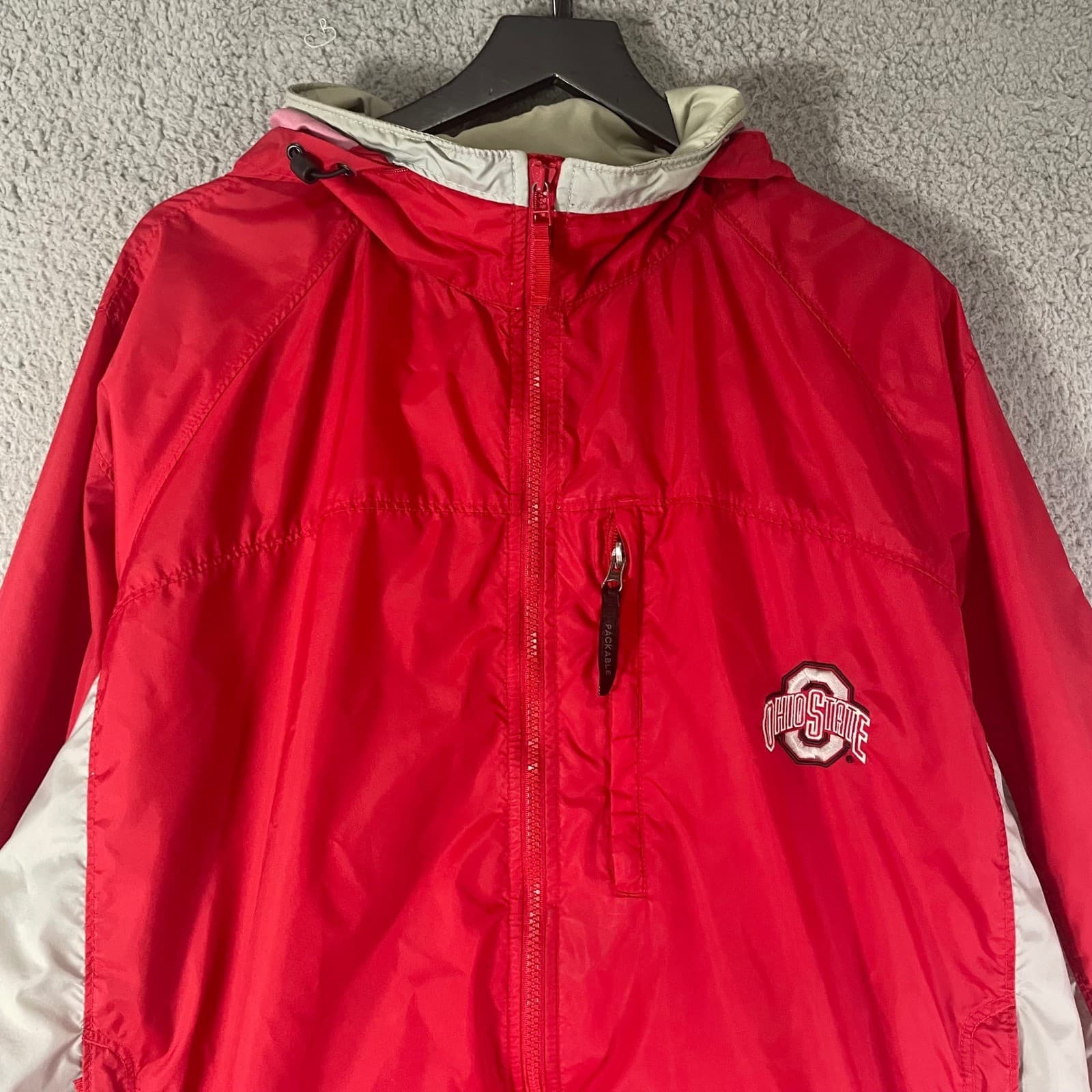 Columbia Ohio State Buckeyes Windbreaker Jacket Red Hooded Mens XL NCAA Full Zip - Thumbnail 6