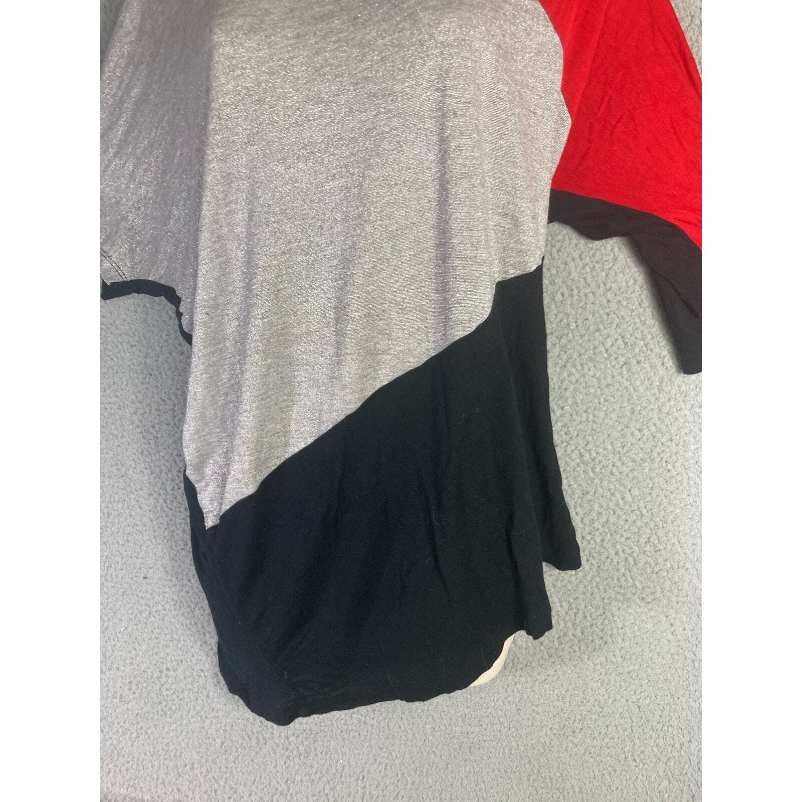 Bongo Shirt Womens XL Colorblock Tunic Top Glitter Sparkle 3/4 Dolman Sleeve - Thumbnail 7