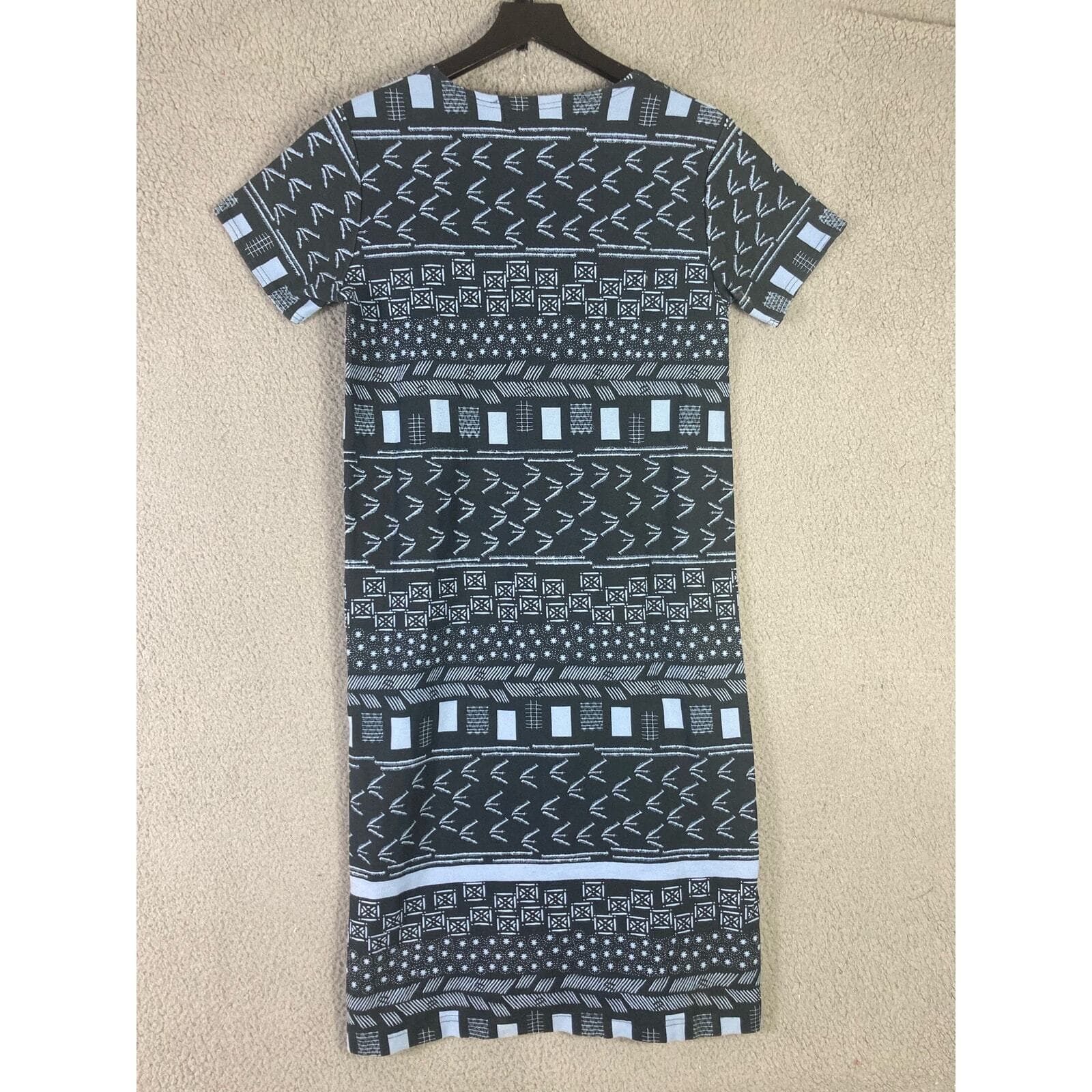 Orvis Women's XS Black Geometric T-Shirt Dress Vintage CasualShort Sleeve - Thumbnail 4