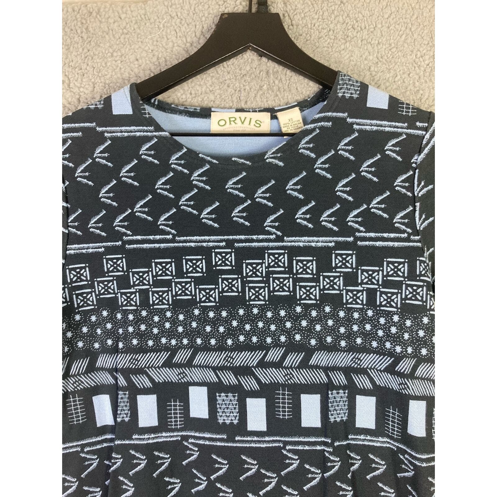 Orvis Women's XS Black Geometric T-Shirt Dress Vintage CasualShort Sleeve - Thumbnail 7
