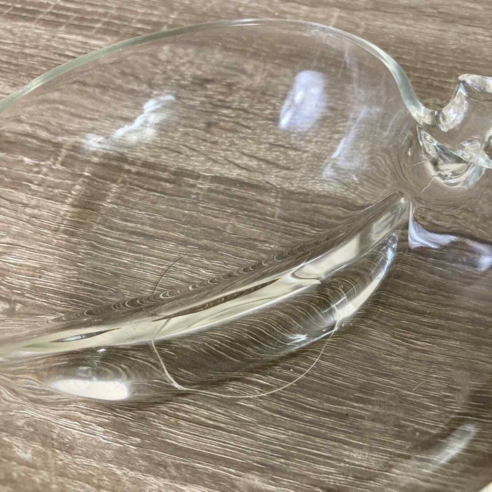 Vintage Apple Glass Dish Candy Trinket Divided Center Clear Heavy Shape Unique - Thumbnail 6