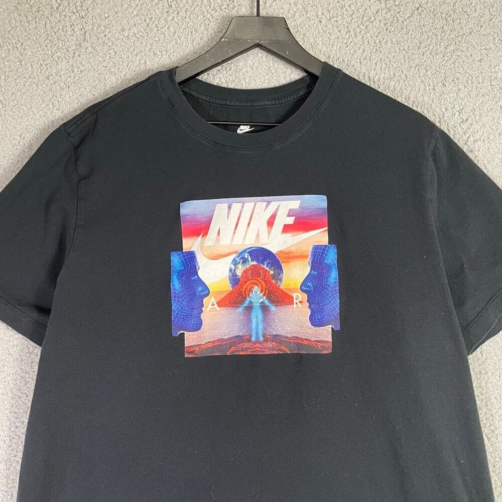 Nike Air Graphic Tee Multicolor Head Print Black Cotton Short Sleeve T-Shirt XL - Thumbnail 6