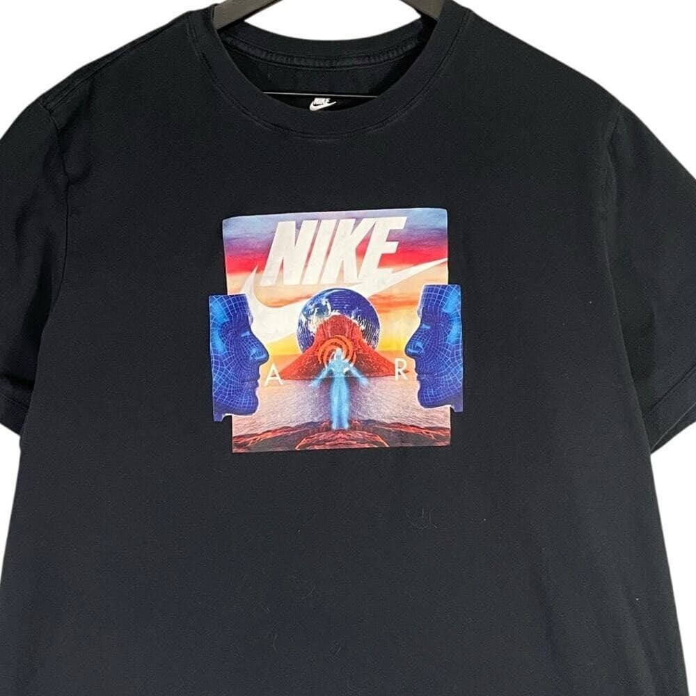 Nike Air Graphic Tee Multicolor Head Print Black Cotton Short Sleeve T-Shirt XL - Thumbnail 2
