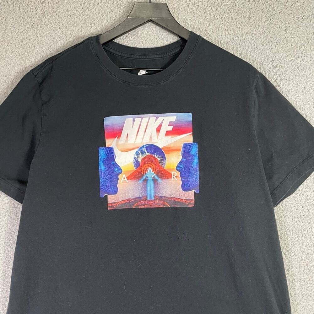 Nike Air Graphic Tee Multicolor Head Print Black Cotton Short Sleeve T-Shirt XL - Thumbnail 8