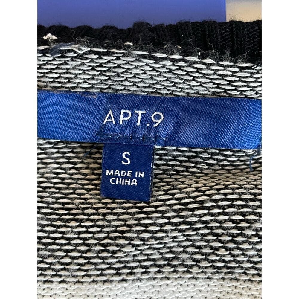 Apt. 9 Women’s Cardigan Small Gray Black White Striped Long Sleeve Open Front - Thumbnail 7
