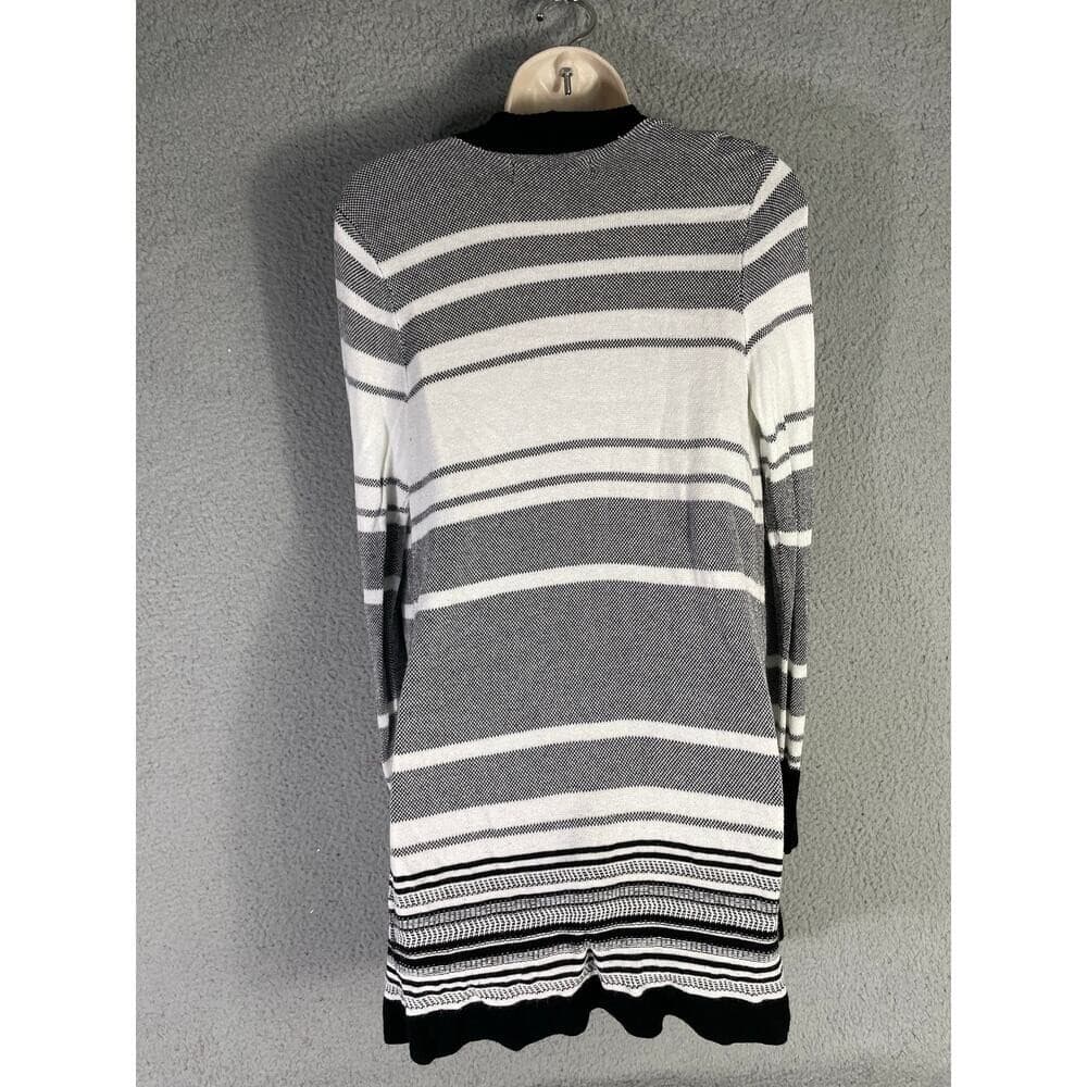 Apt. 9 Women’s Cardigan Small Gray Black White Striped Long Sleeve Open Front - Thumbnail 6