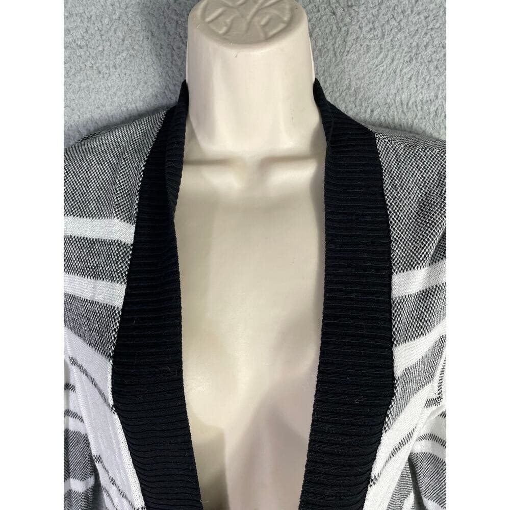 Apt. 9 Women’s Cardigan Small Gray Black White Striped Long Sleeve Open Front - Thumbnail 5