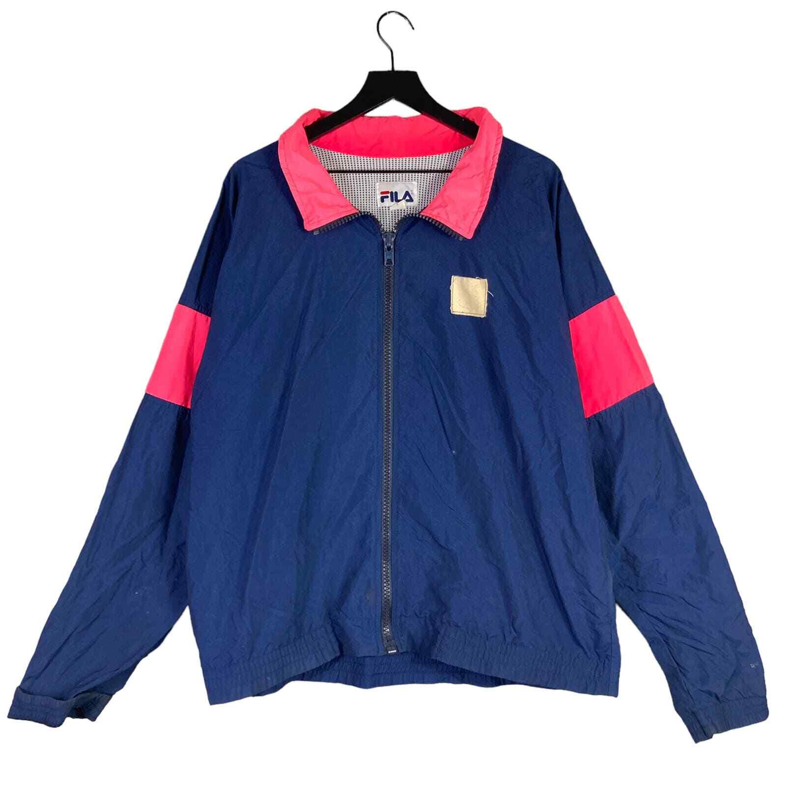 Vintage FILA Colorblock Neon Windbreaker Jacket Mens Large 90s Track Full Zip - Thumbnail 2