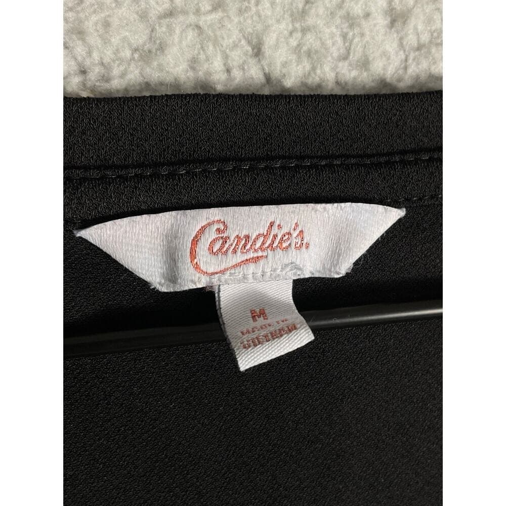 Candie's Knot-Front Scoop Tee Women M Black Soft Stretch Casual Minimalist Basic - Thumbnail 6
