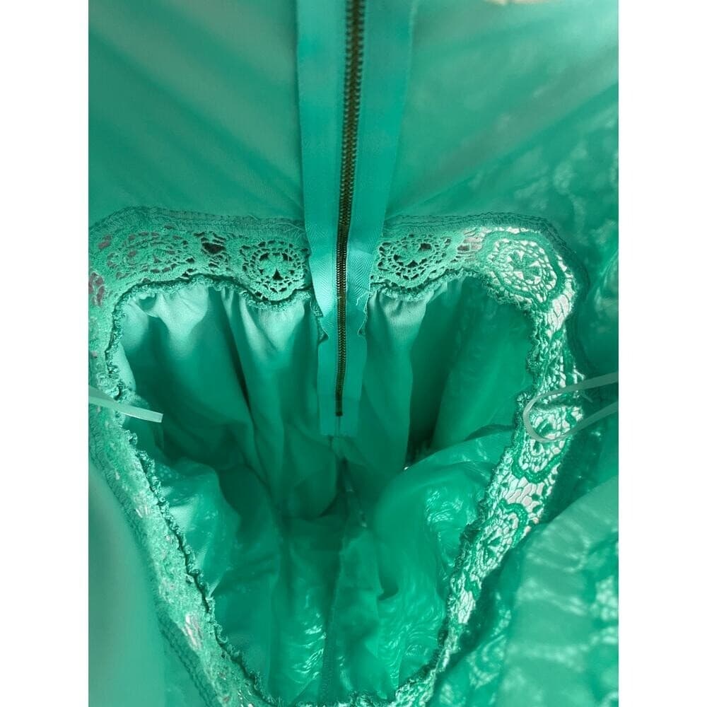 Womens Small Mint Green Lace Romper Spaghetti Strap Fit Flare Summer Outfit - Thumbnail 8