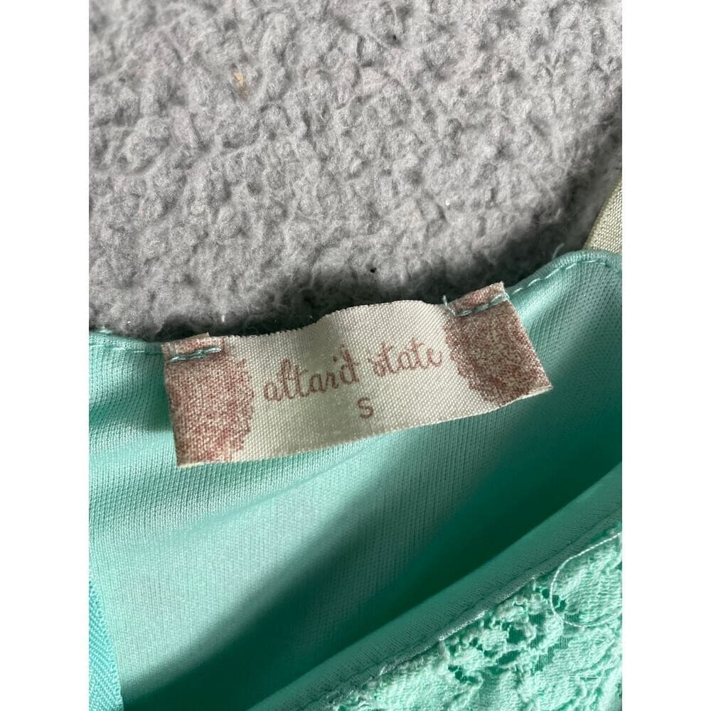 Womens Small Mint Green Lace Romper Spaghetti Strap Fit Flare Summer Outfit - Thumbnail 4