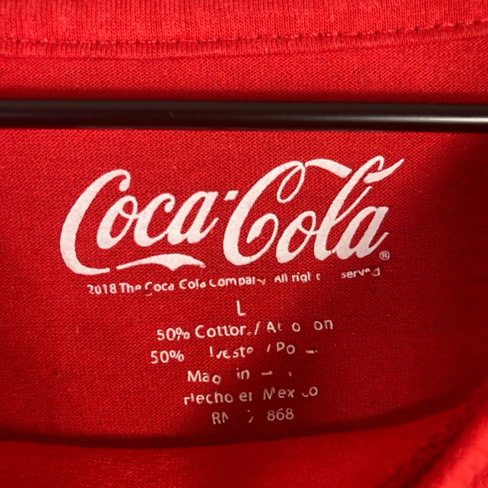 Coca Cola Classic Logo Cropped Long Sleeve T Shirt Red Unisex Large Graphic - Thumbnail 3