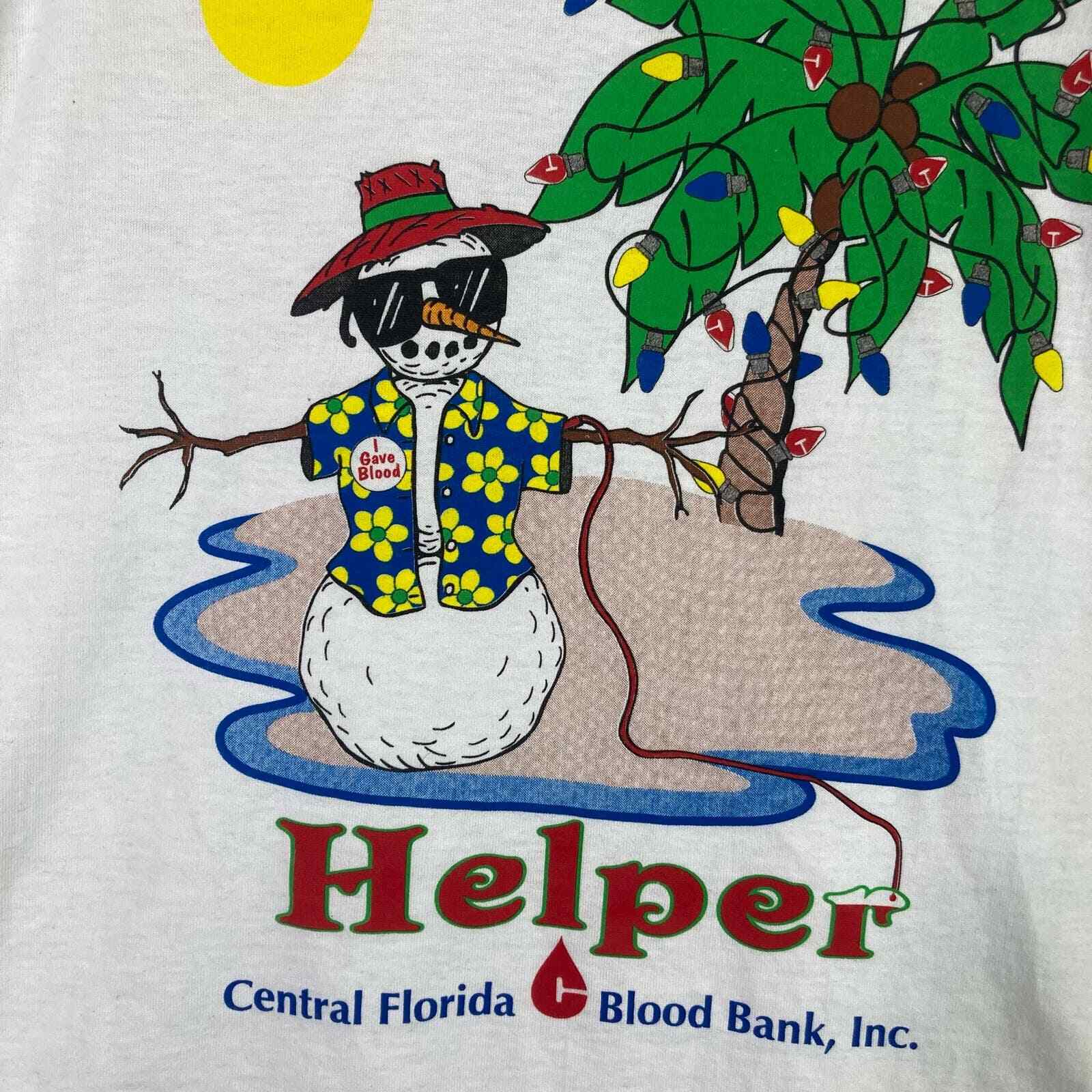 Vintage 90s Holiday Helper Blood Drive T Shirt XL Fruit Of The Loom Christmas - Thumbnail 6