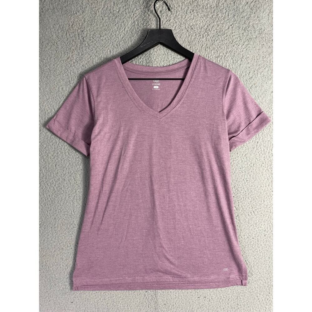Pink V-Neck Lightweight Performance Tee Short Sleeve Polyester Shirt Women S - Thumbnail 5