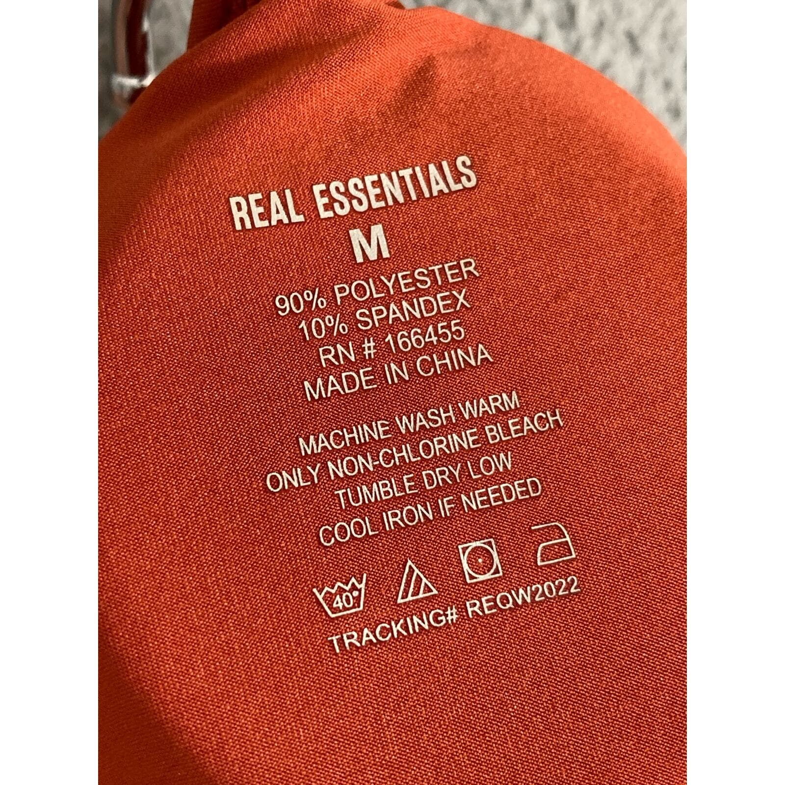 Real Essentials Womens Medium Orange V Neck Athletic Workout Gym Active Tee - Thumbnail 5