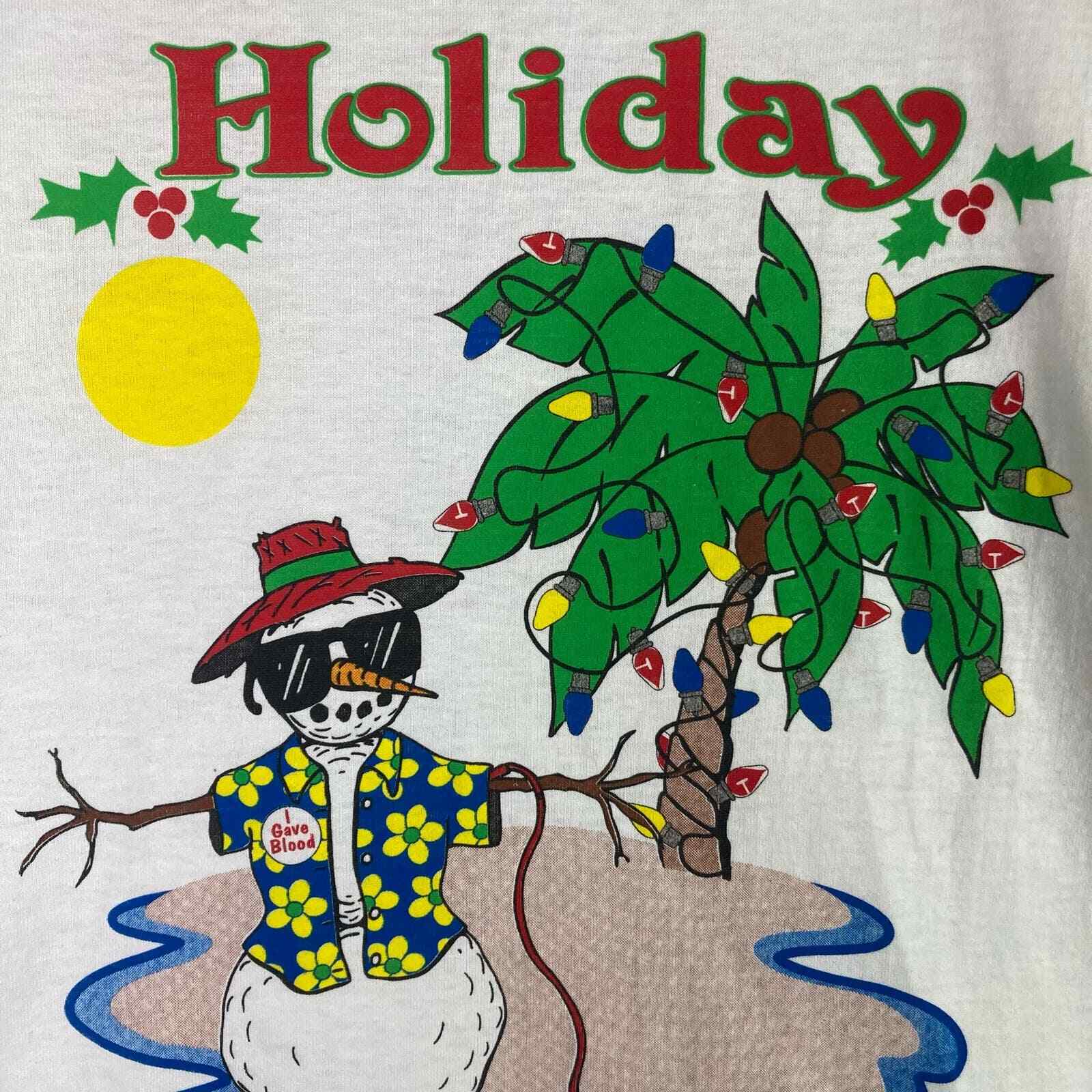Vintage 90s Holiday Helper Blood Drive T Shirt XL Fruit Of The Loom Christmas - Thumbnail 7