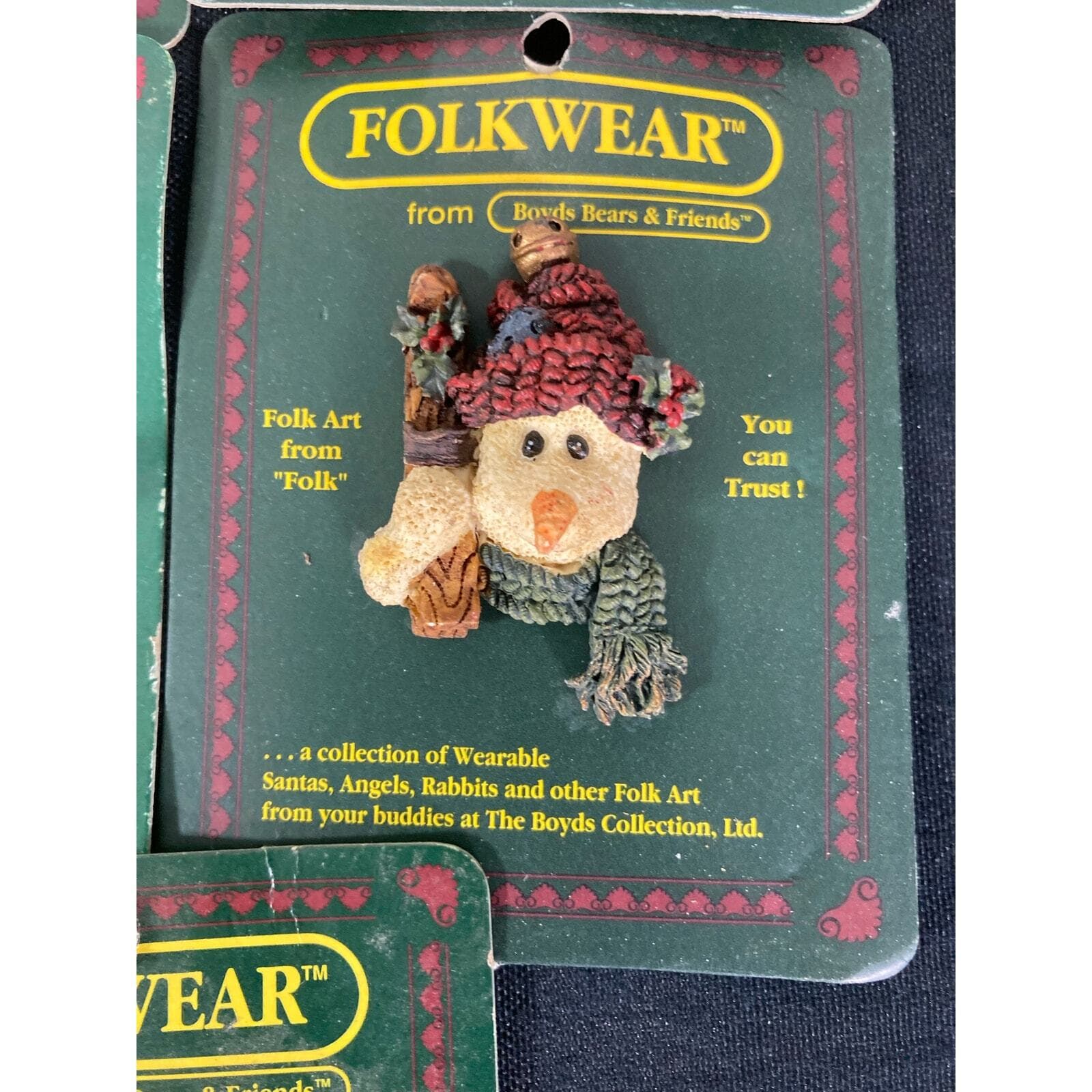 Boyds Bears Pin Lot 5 Vintage 90s Folk Art Brooch Pins Collectible New Old Stock - Thumbnail 5