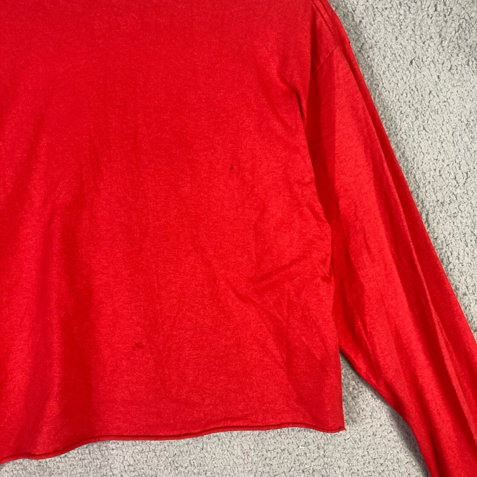 Coca Cola Classic Logo Cropped Long Sleeve T Shirt Red Unisex Large Graphic - Thumbnail 6