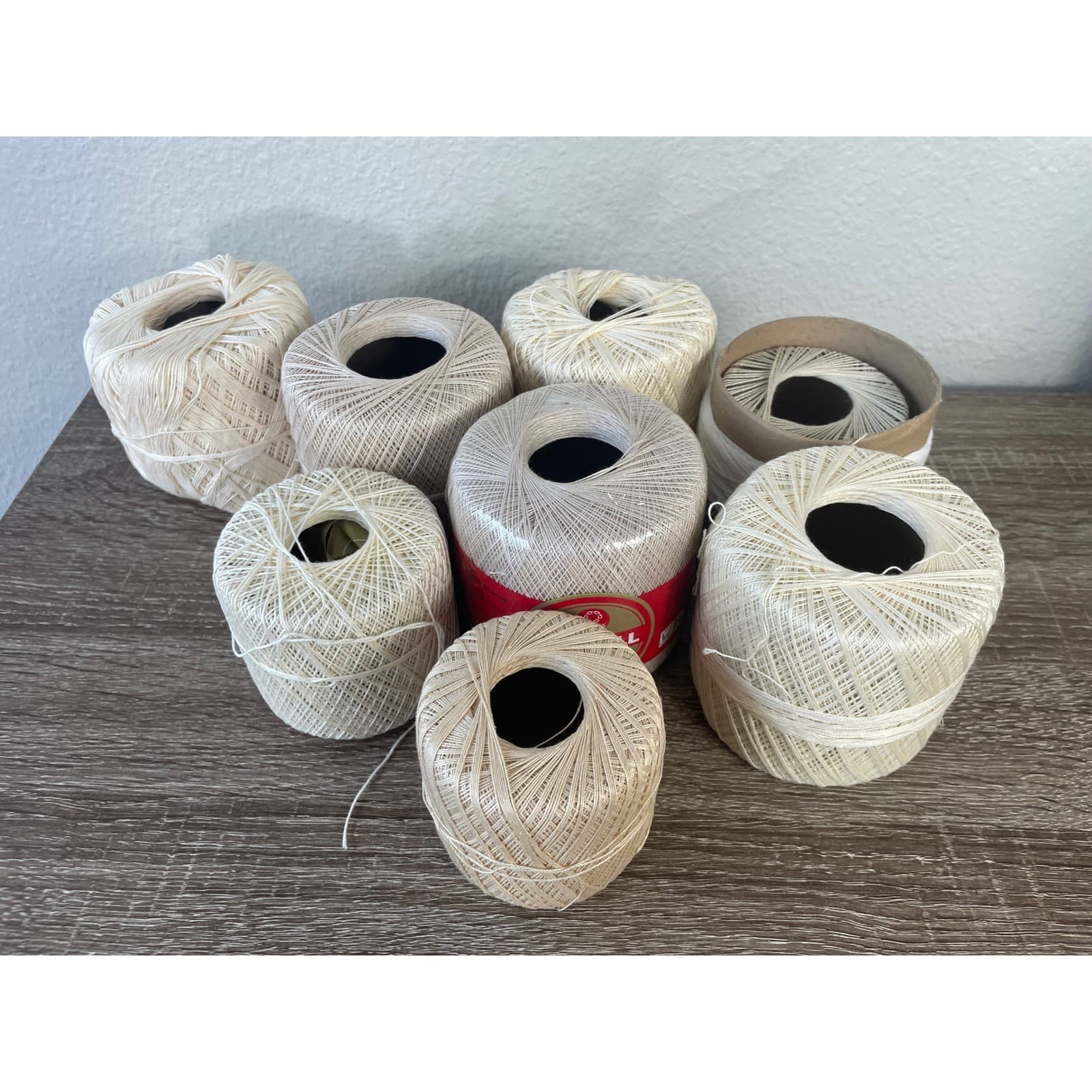 Vintage Coats & Clark Big Ball 3 Cord Crochet Thread Ecru Lot 3 Cotton Spools - Thumbnail 8