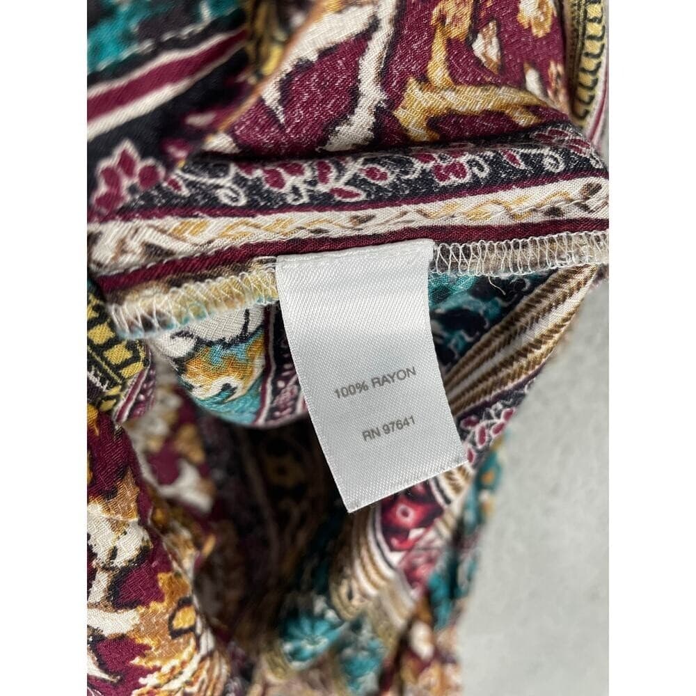 Patchwork Boho Rayon Tunic Blouse Petite Small Long Sleeve Pullover Top J.Jill - Thumbnail 7