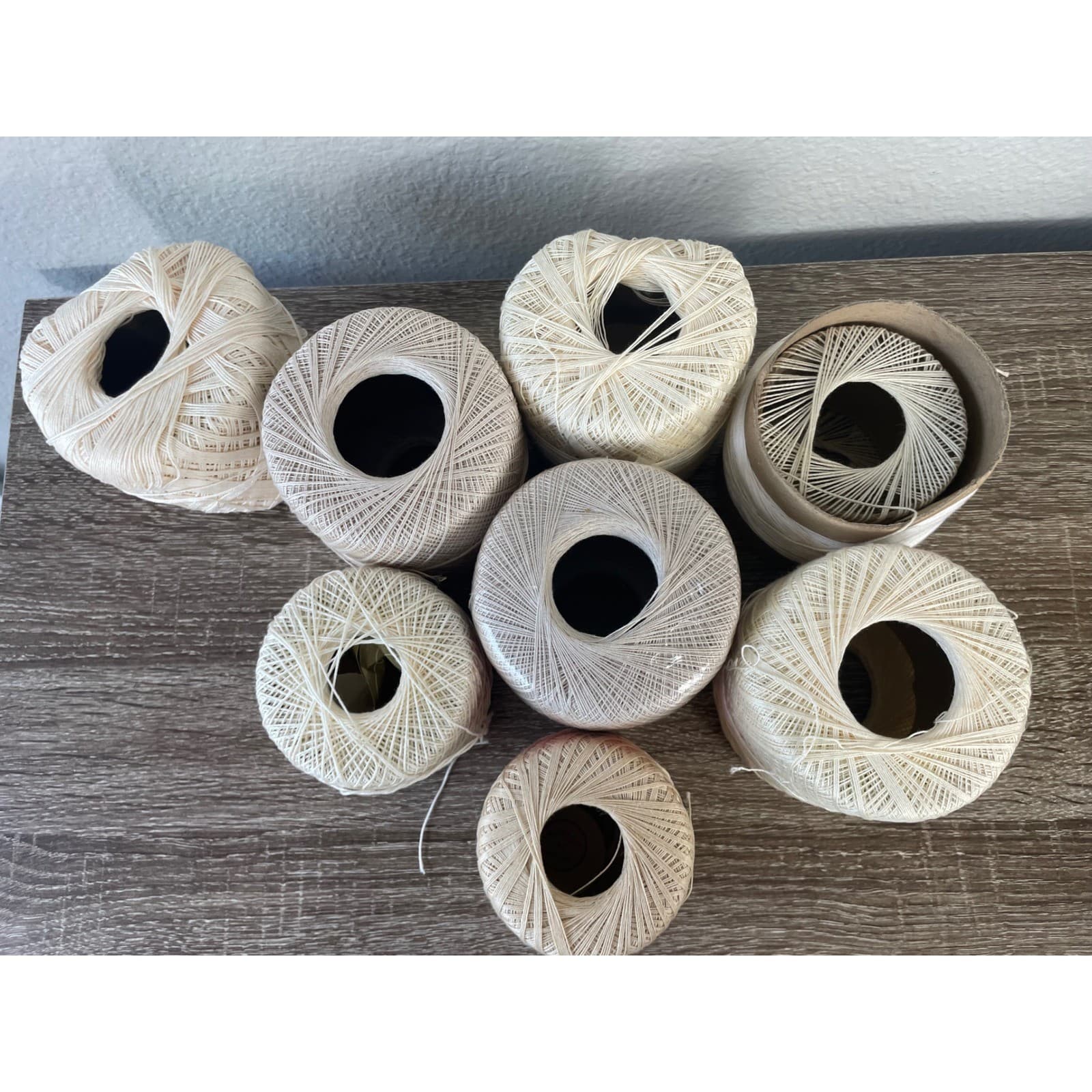 Vintage Coats & Clark Big Ball 3 Cord Crochet Thread Ecru Lot 3 Cotton Spools - Thumbnail 9