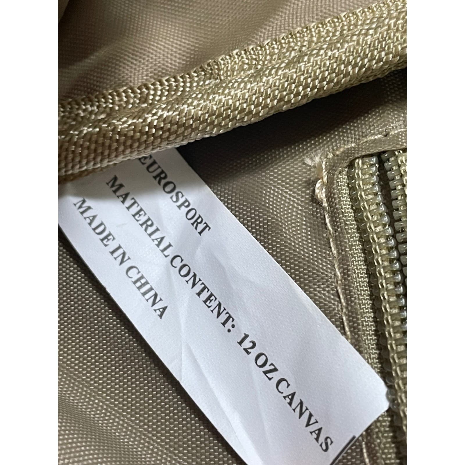Eurosport Tan Canvas Sling Backpack Brown Faux Leather Zip Travel Bag Vintage - Thumbnail 3