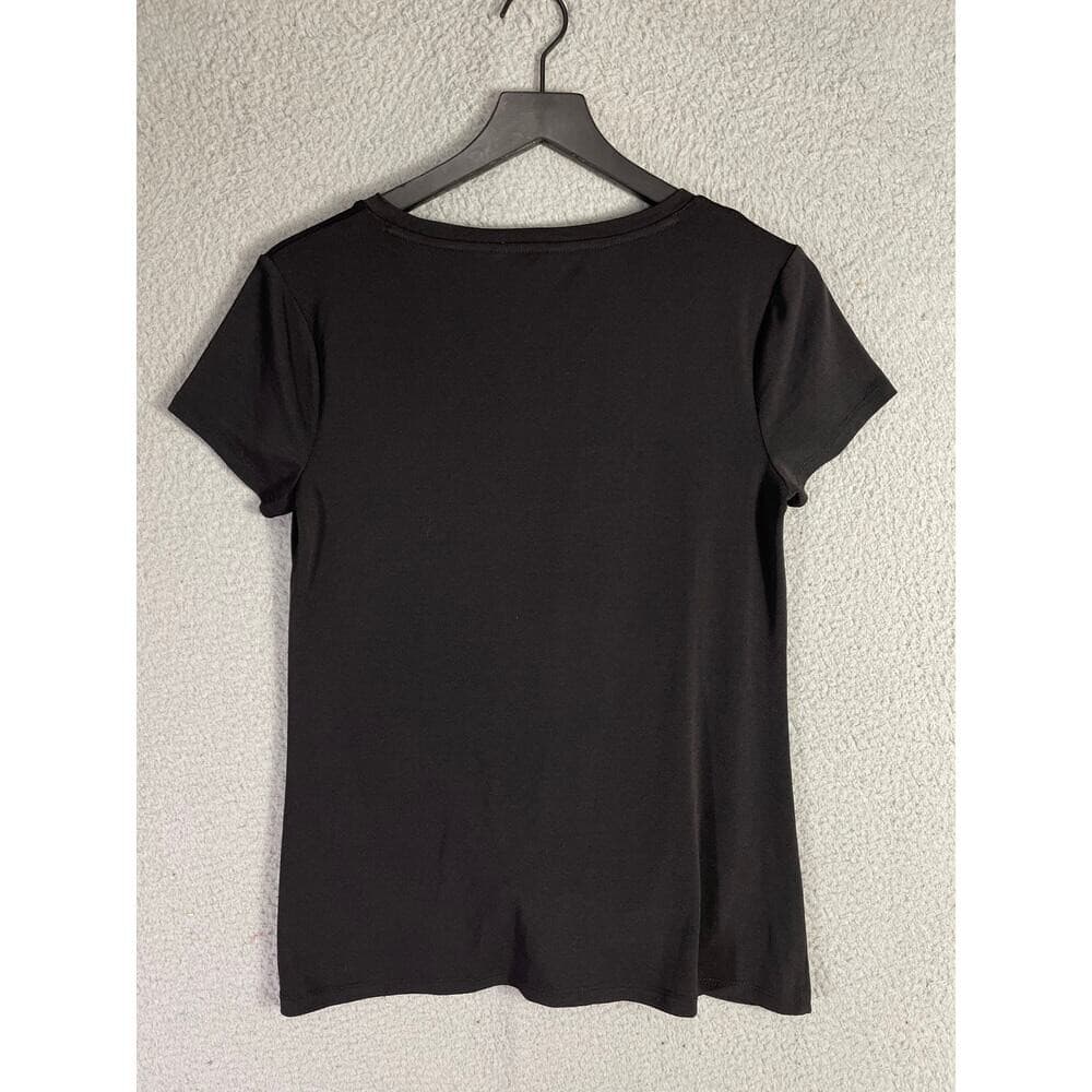 Candie's Knot-Front Scoop Tee Women M Black Soft Stretch Casual Minimalist Basic - Thumbnail 7