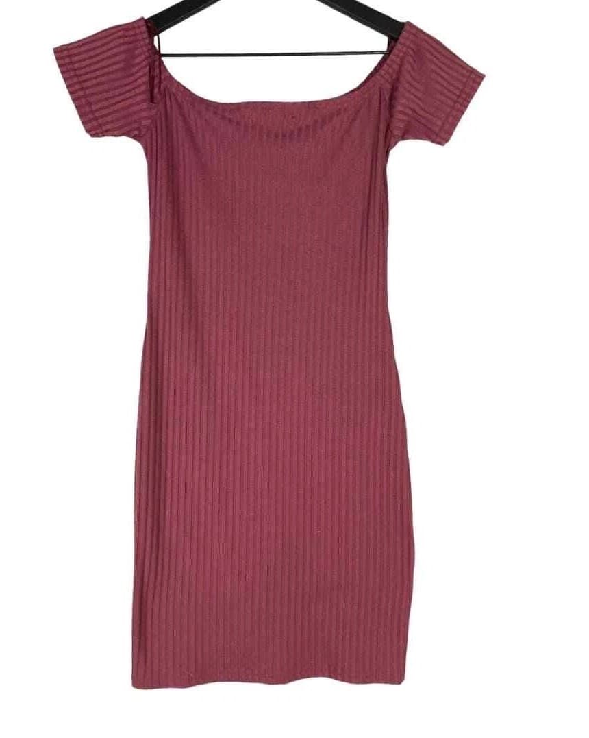 Red Zip-Up Sweater Dress Size S Short Sleeve Bodycon Knit Stretch Fall - Thumbnail 4