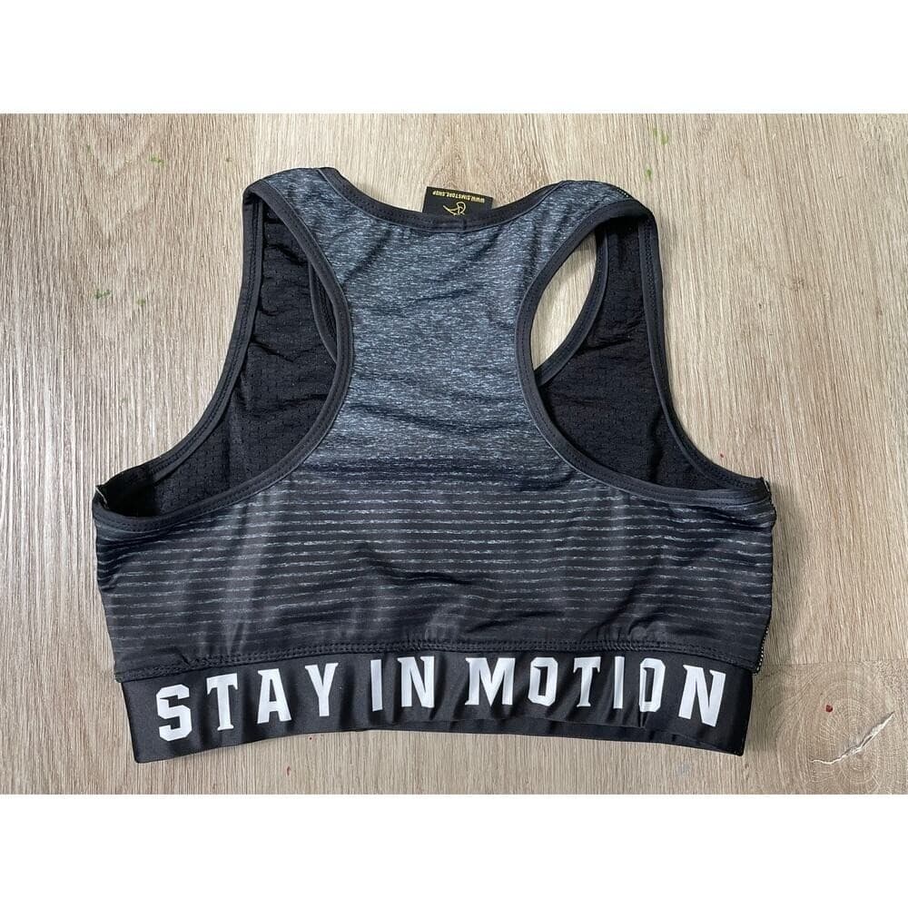 Stay In Motion Gray Heather Racerback Sports Bra Small Elastic Band Activewear - Thumbnail 7