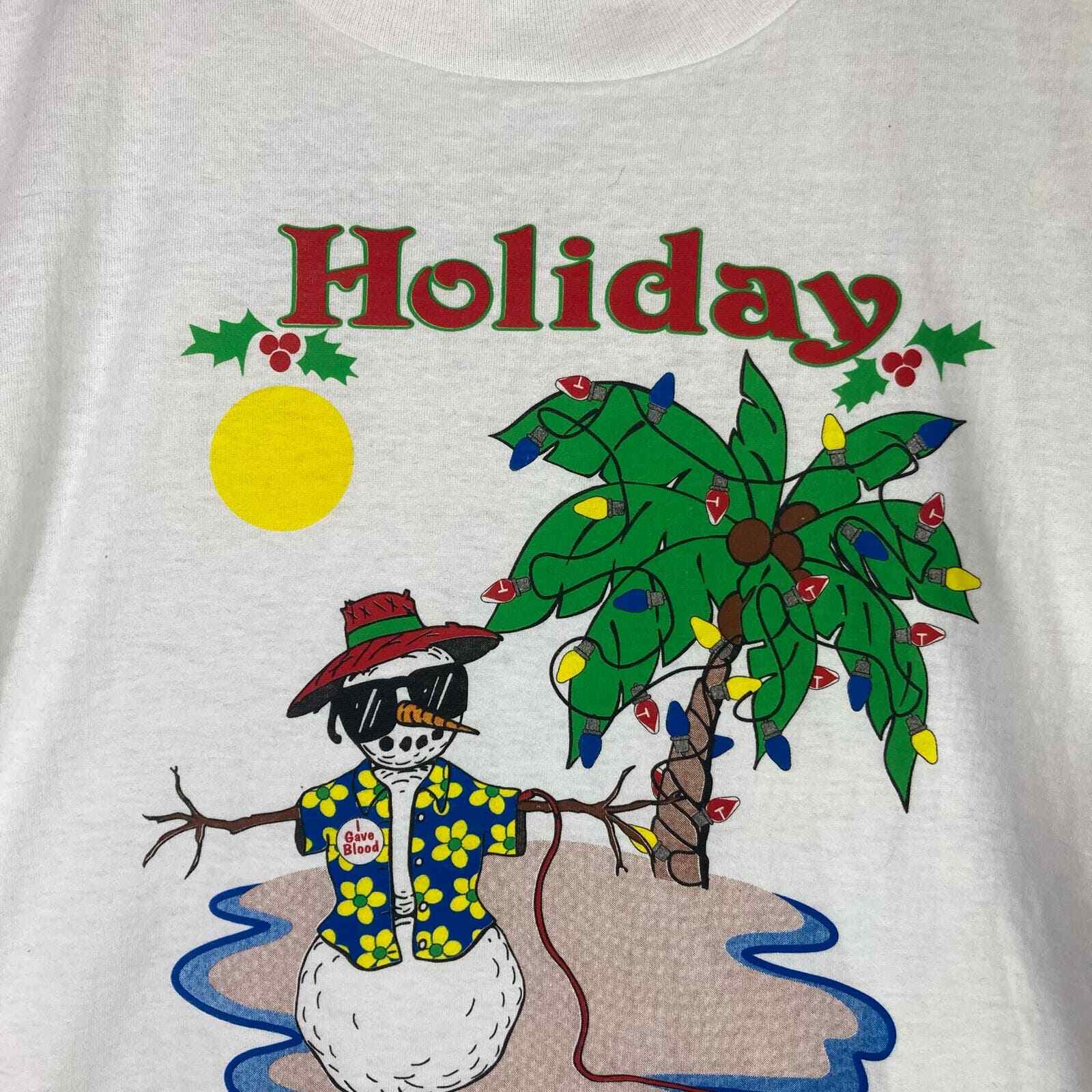 Vintage 90s Holiday Helper Blood Drive T Shirt XL Fruit Of The Loom Christmas - Thumbnail 5