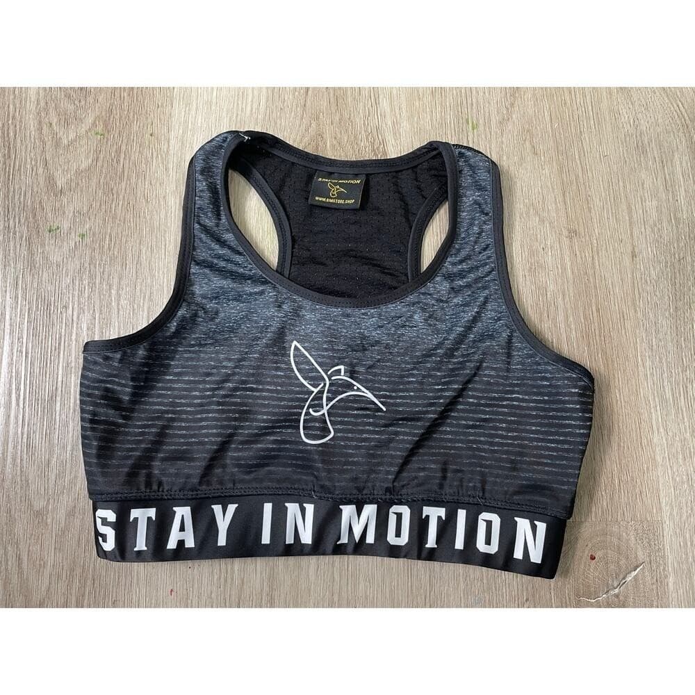 Stay In Motion Gray Heather Racerback Sports Bra Small Elastic Band Activewear - Thumbnail 2
