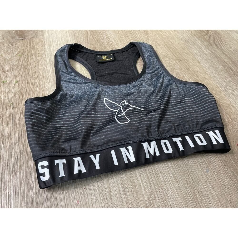 Stay In Motion Gray Heather Racerback Sports Bra Small Elastic Band Activewear - Thumbnail 3