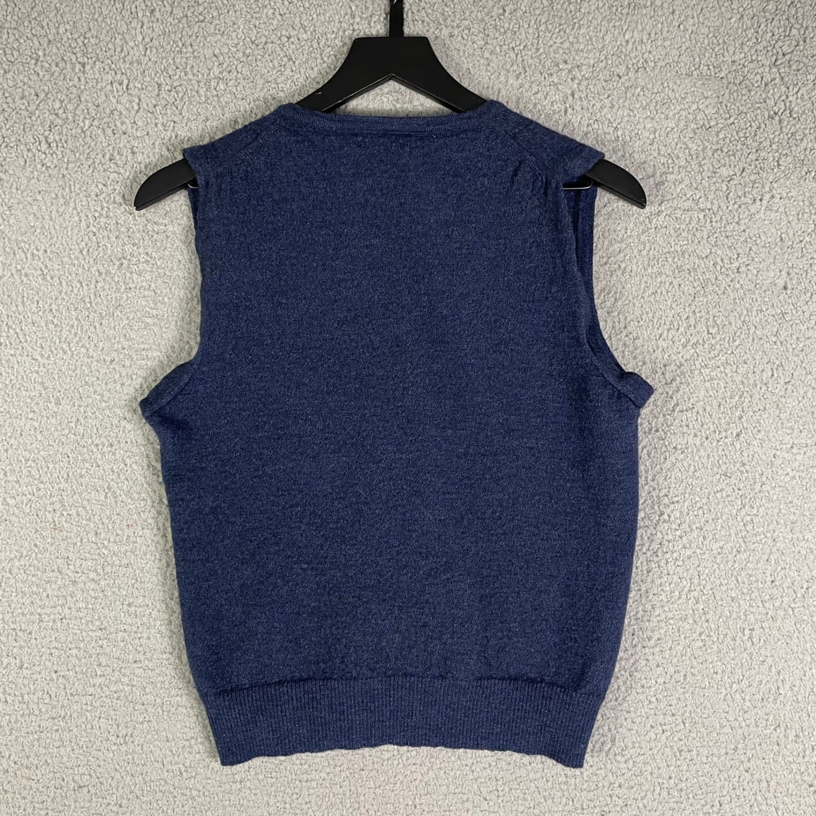 John Ashford Navy Blue V-Neck Sweater Vest Textured Knit Made in Italy Mens - Thumbnail 4