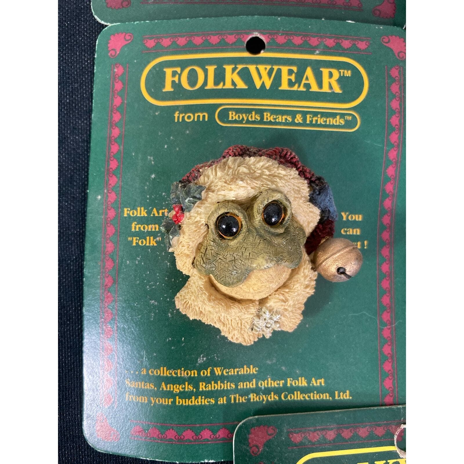Boyds Bears Pin Lot 5 Vintage 90s Folk Art Brooch Pins Collectible New Old Stock - Thumbnail 4