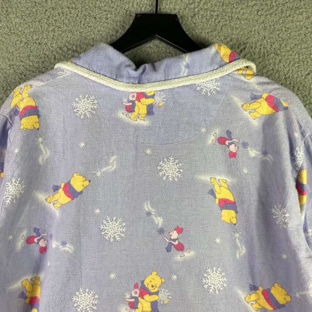 Disney Winnie Pooh Pajama Top Womens Medium Flannel Button Sleep Shirt Cute - Thumbnail 10