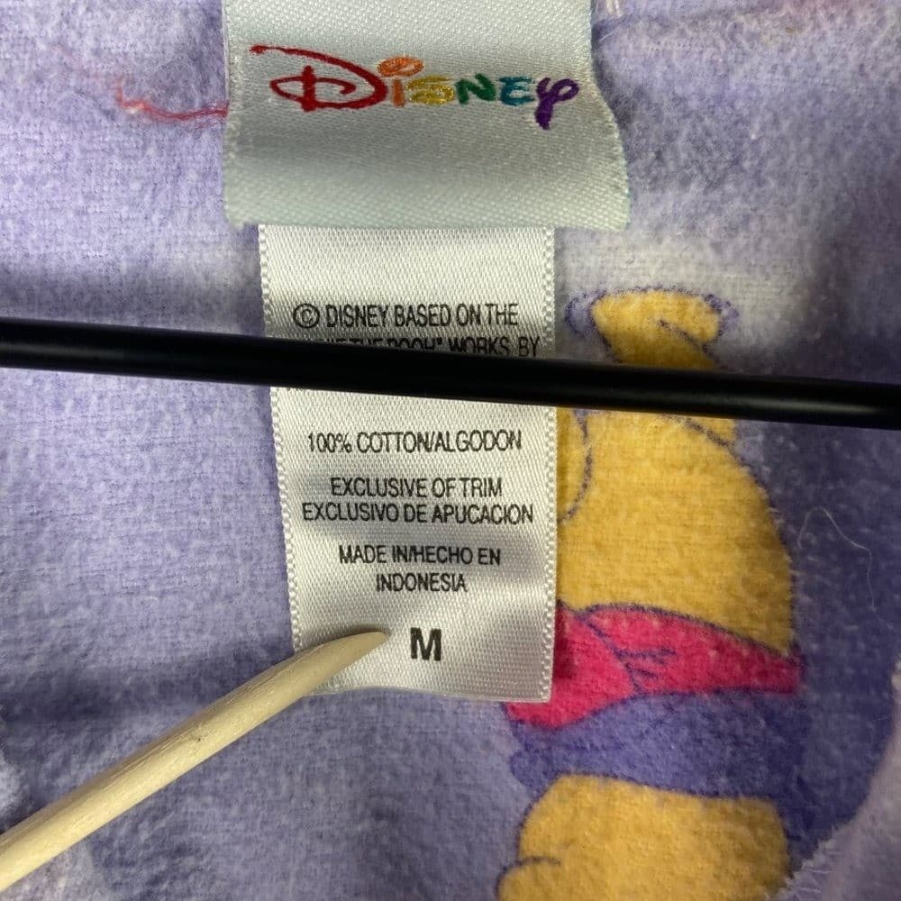 Disney Winnie Pooh Pajama Top Womens Medium Flannel Button Sleep Shirt Cute - Thumbnail 8