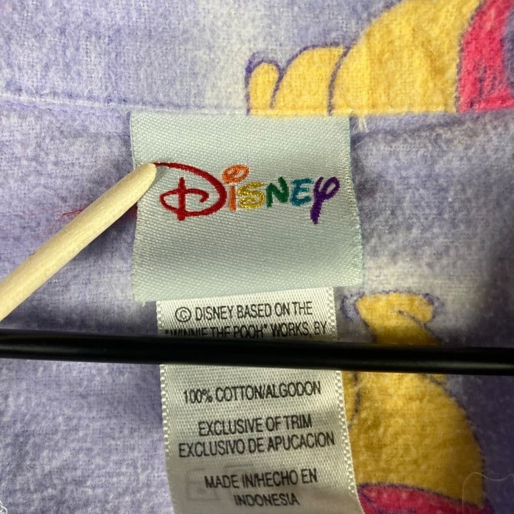 Disney Winnie Pooh Pajama Top Womens Medium Flannel Button Sleep Shirt Cute - Thumbnail 4