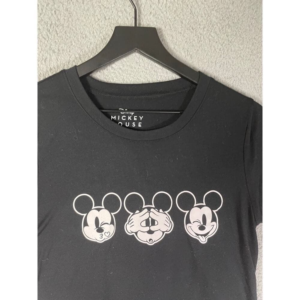 Disney Mickey Mouse Womens L Black T Shirt Silver Graphic Tee - Thumbnail 6