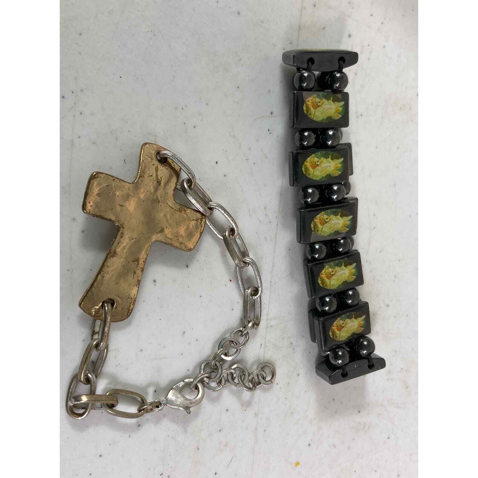 Metal Cross Bracelet and Magnetic Guardian Angel Bracelet Lot Religious Fashion - Thumbnail 6