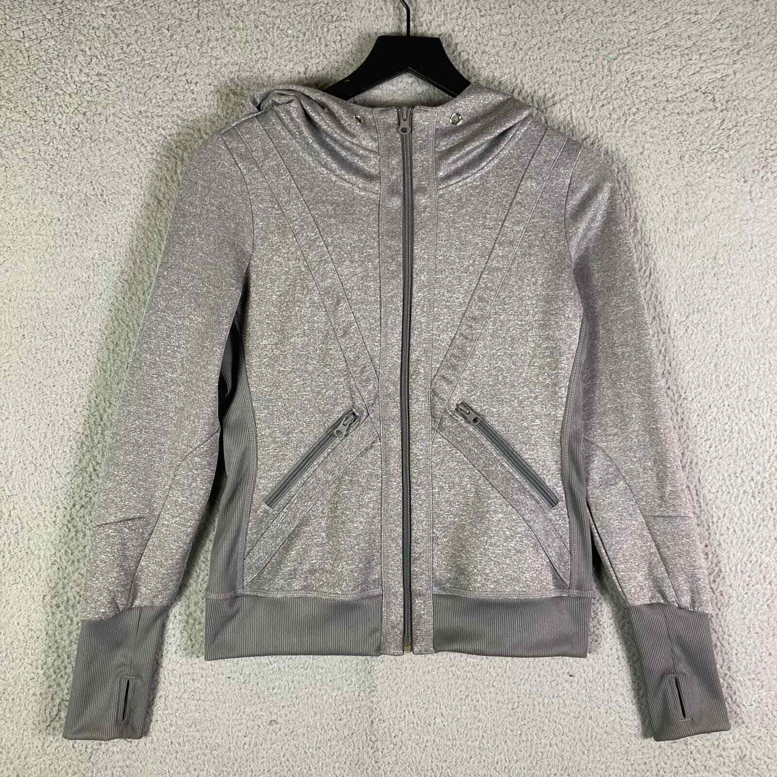 Gray Women's Workout Jacket Running Gym Fitness Outdoor Activewear Full Zip S