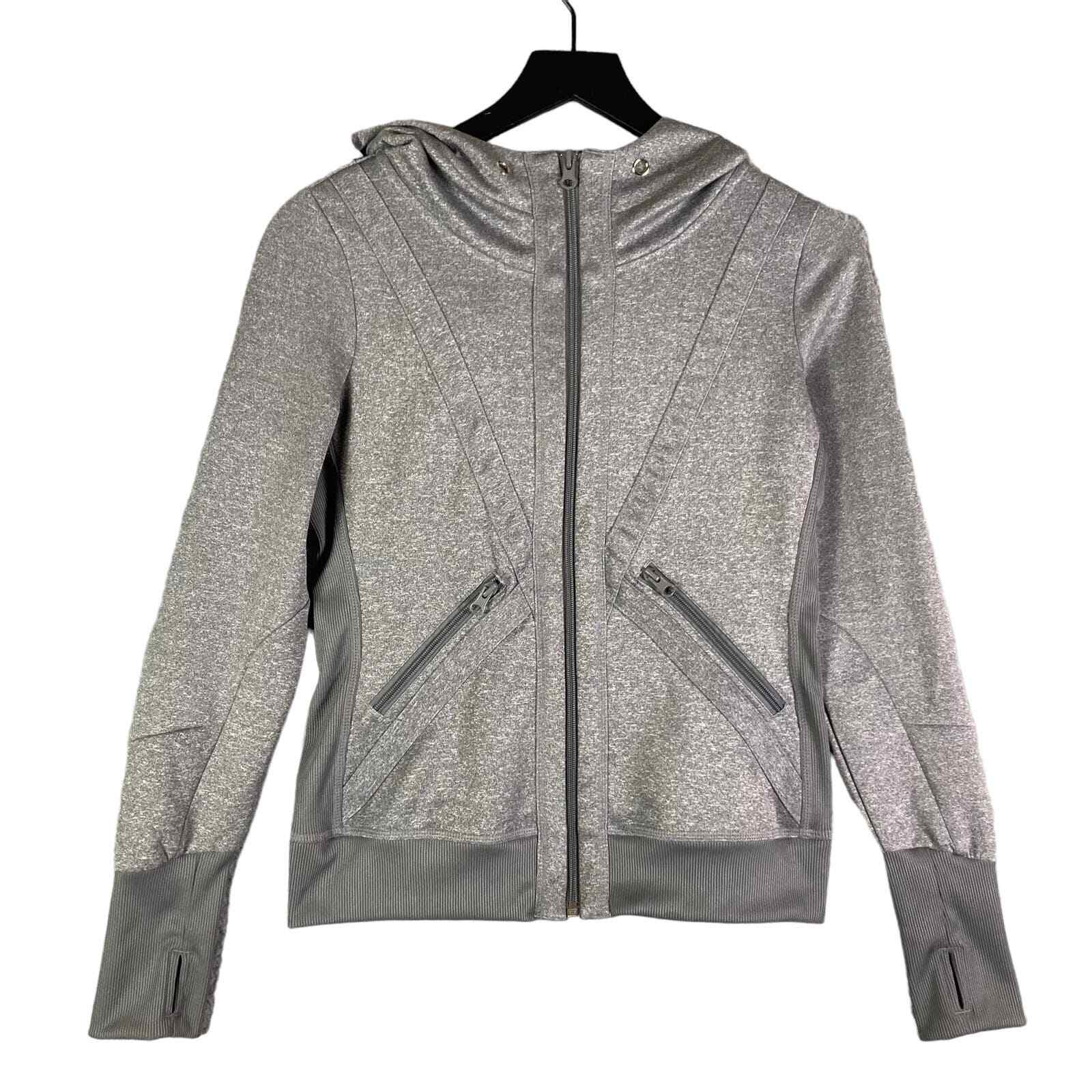 Gray Women's Workout Jacket Running Gym Fitness Outdoor Activewear Full Zip S - Thumbnail 2