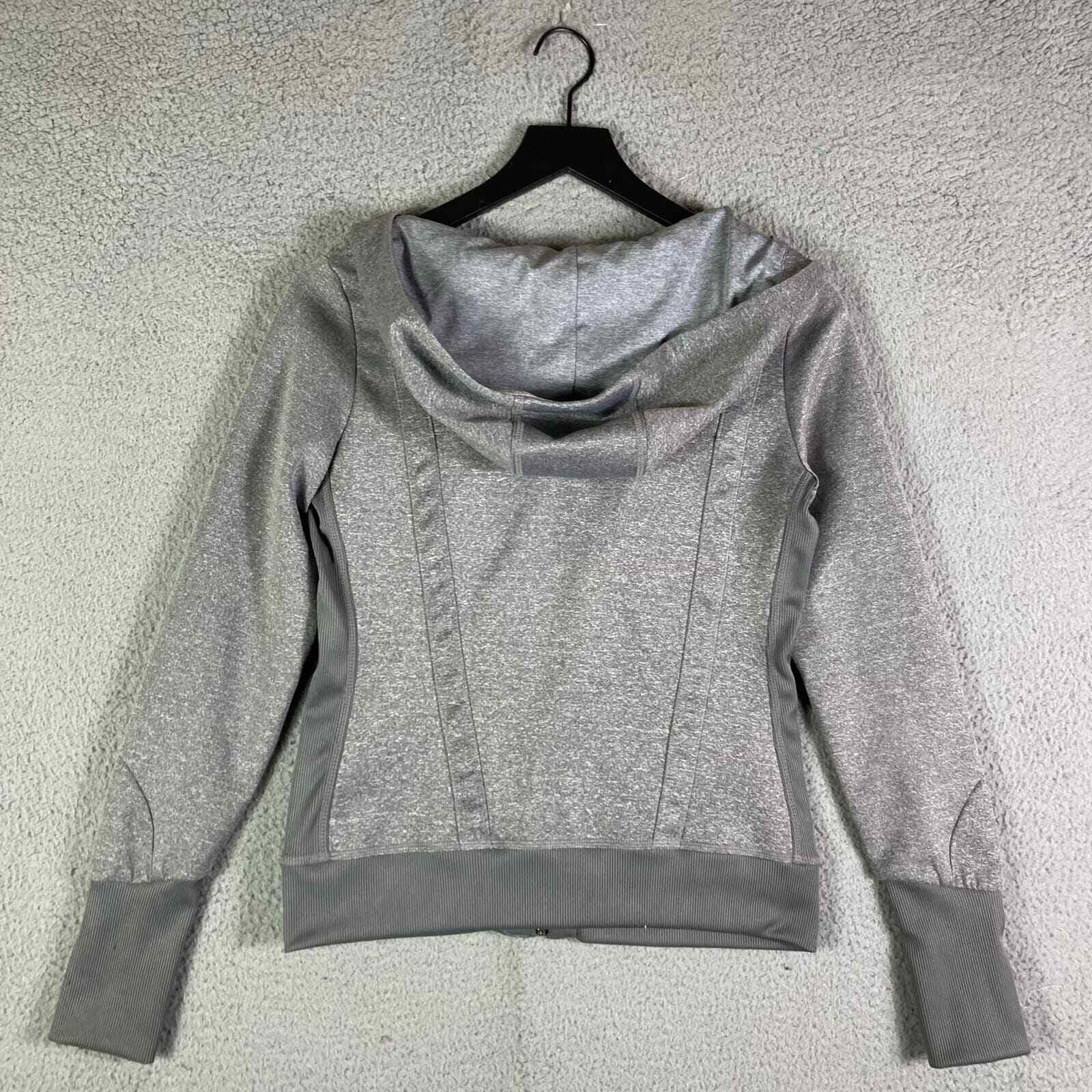 Gray Women's Workout Jacket Running Gym Fitness Outdoor Activewear Full Zip S - Thumbnail 3