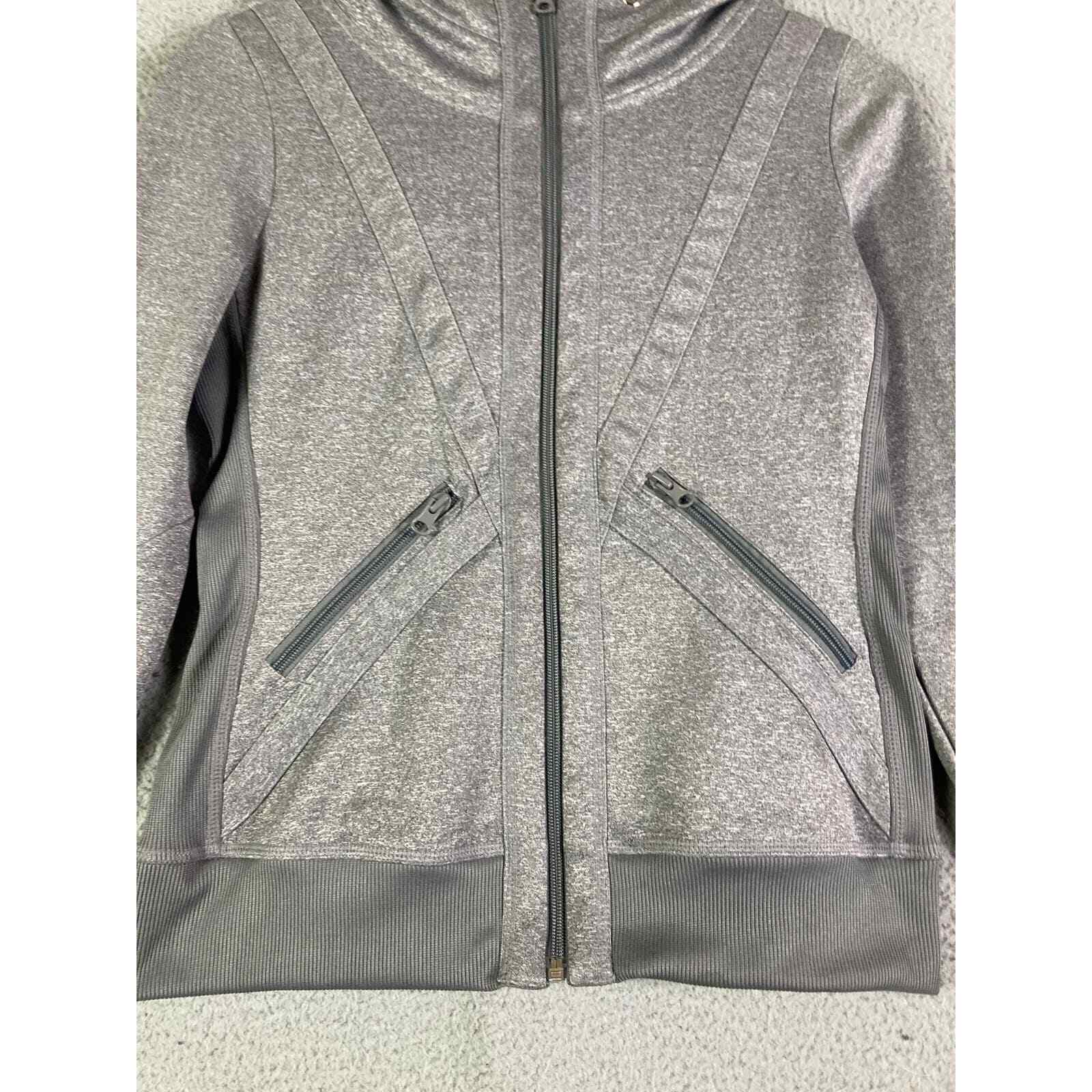 Gray Women's Workout Jacket Running Gym Fitness Outdoor Activewear Full Zip S - Thumbnail 11