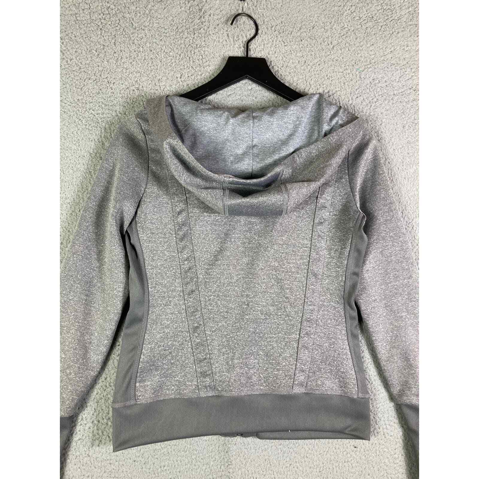 Gray Women's Workout Jacket Running Gym Fitness Outdoor Activewear Full Zip S - Thumbnail 5