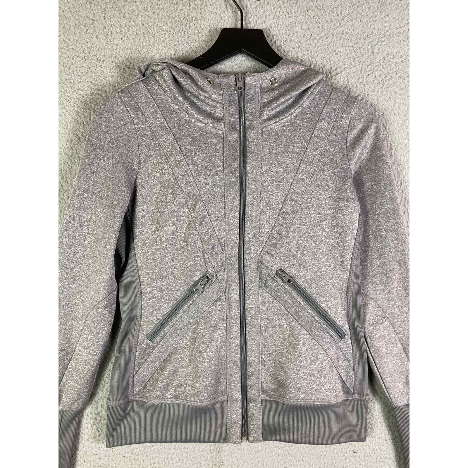 Gray Women's Workout Jacket Running Gym Fitness Outdoor Activewear Full Zip S - Thumbnail 9