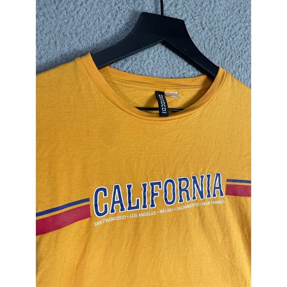 HM Divided California Yellow Crop Top Tee Womens Size M Medium Summer Casual - Thumbnail 5