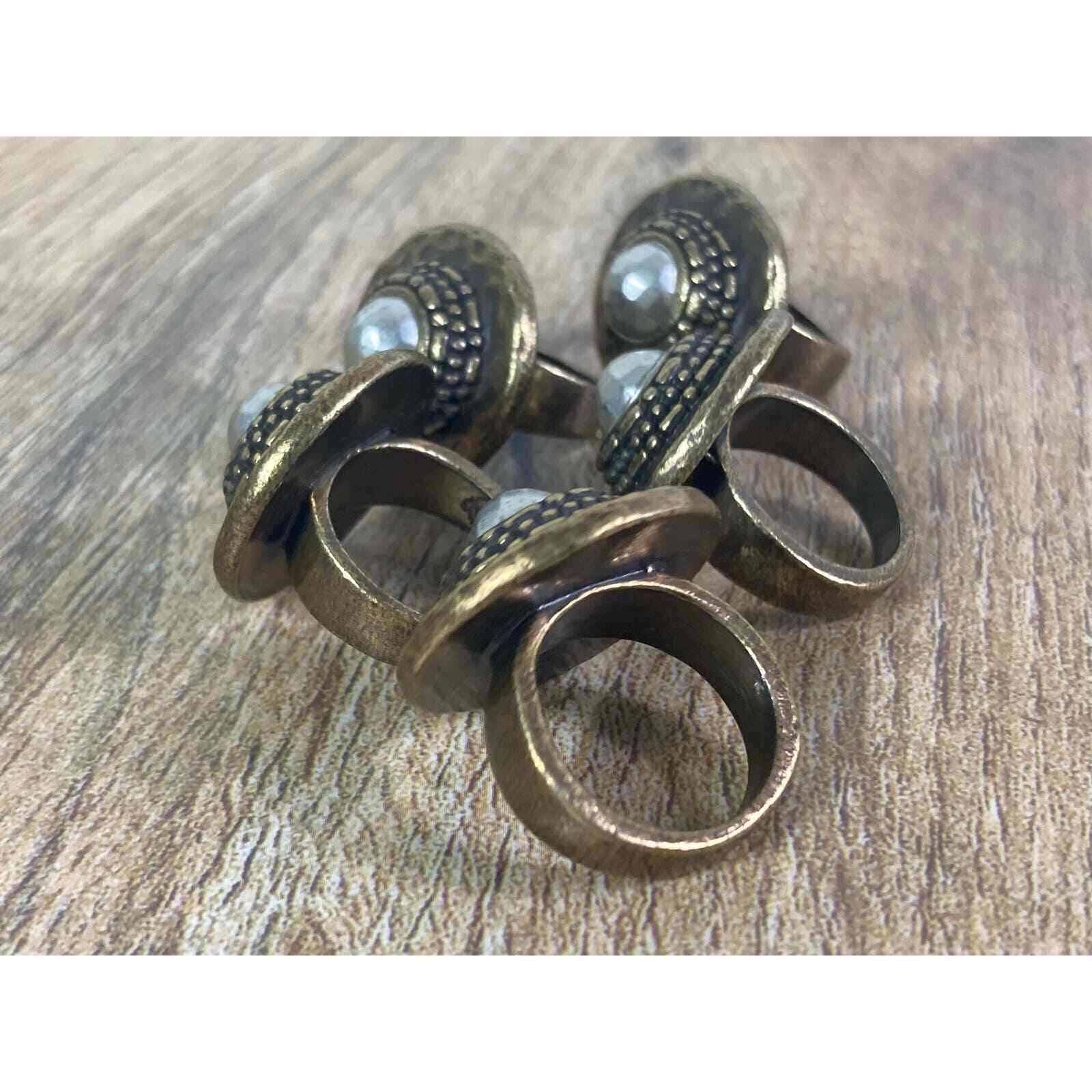 Stacking Ring Set 5 Boho Mixed Metal Statement Rings Womens Fashion Jewelry - Thumbnail 7