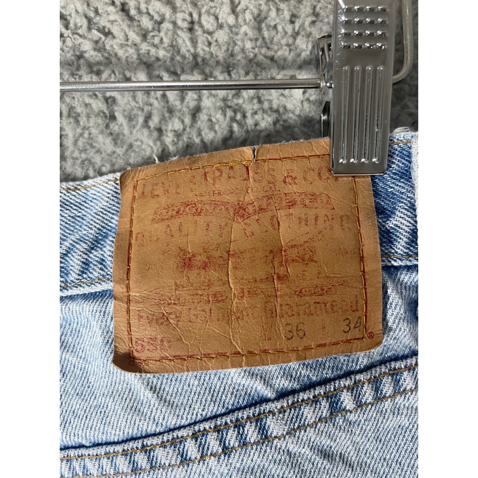 Levi's 550 Vintage Jeans Mens 36x34 Light Wash Relaxed Tapered Denim Pants Blue - Thumbnail 5