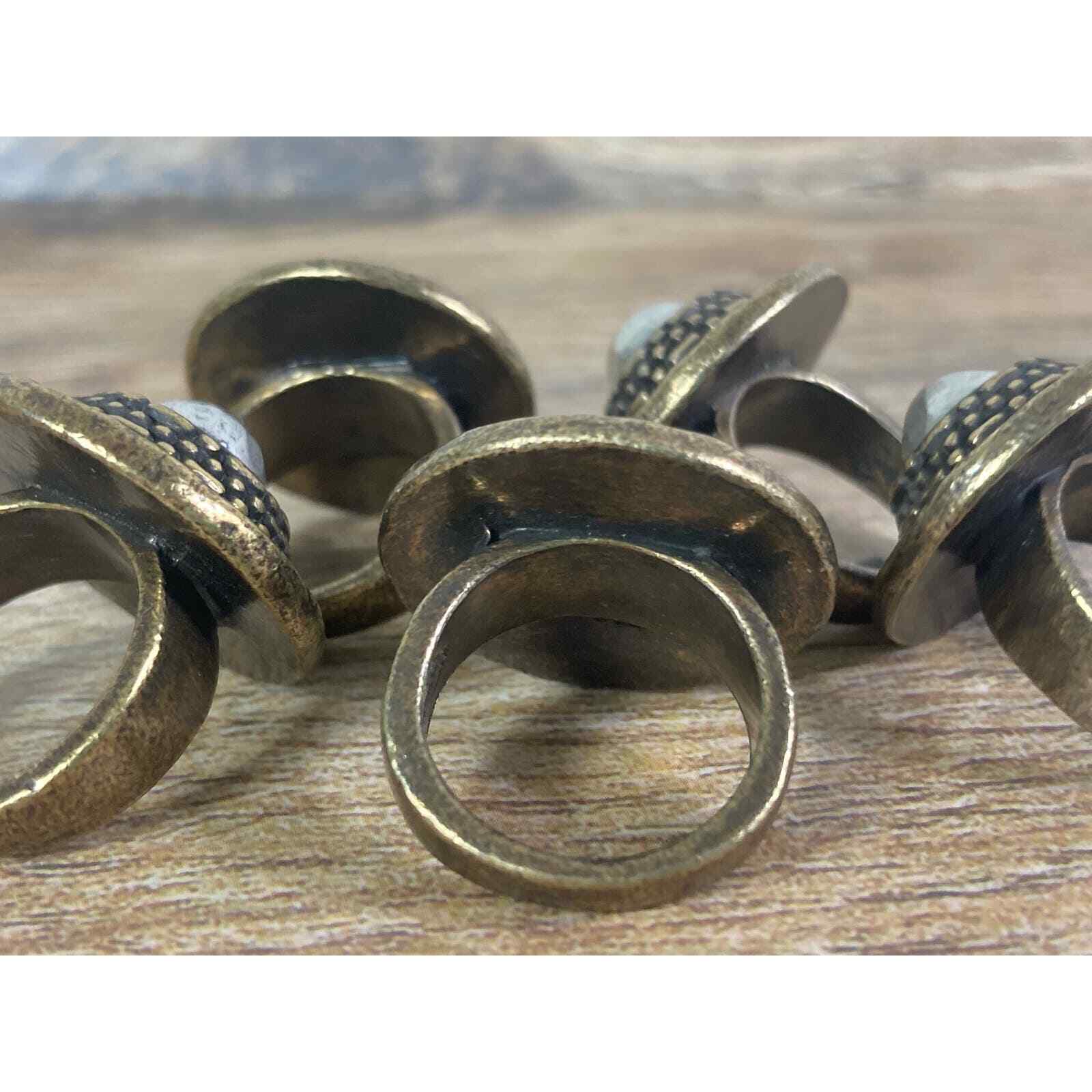 Stacking Ring Set 5 Boho Mixed Metal Statement Rings Womens Fashion Jewelry - Thumbnail 8