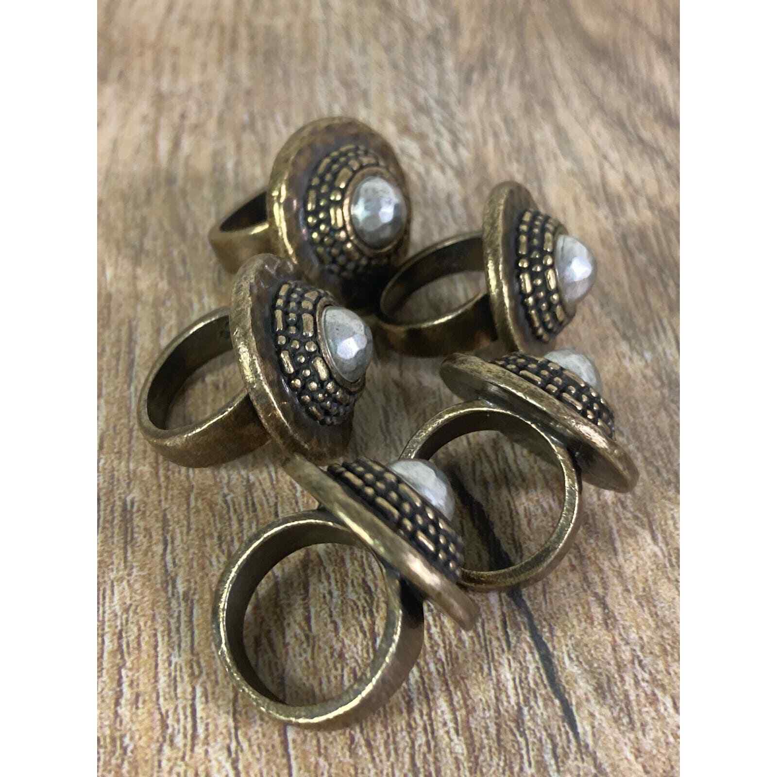 Stacking Ring Set 5 Boho Mixed Metal Statement Rings Womens Fashion Jewelry - Thumbnail 6